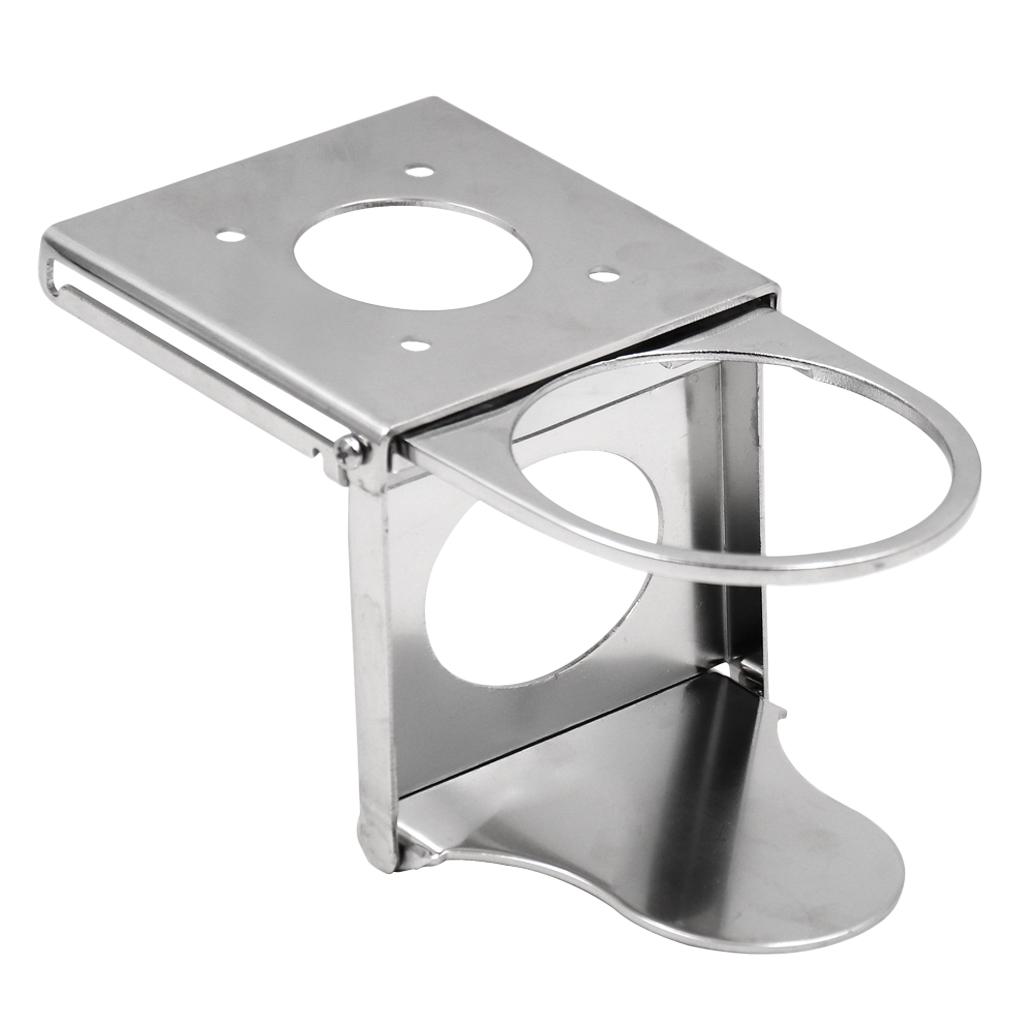 Stainless Steel Adjustable Fold-Up Drink Holder FOR RV Marine Boat, Can Hold