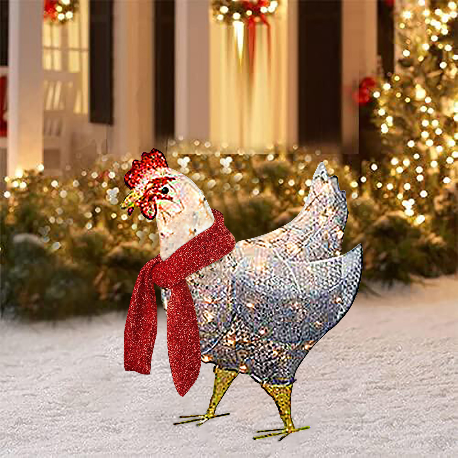 Chicken Holiday Acrylic Christmas Outdoor Light Up LED Decorations Christmas Decoration Atmosphere Obnoxious Christmas Ornaments AliExpress