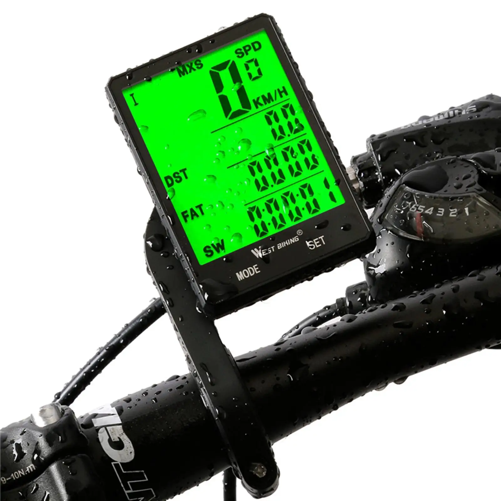 Backlit Bike Computer GPS  Waterproof Cycling Computer  Cycle Speedometer Odometer with Mounting Extension Rack