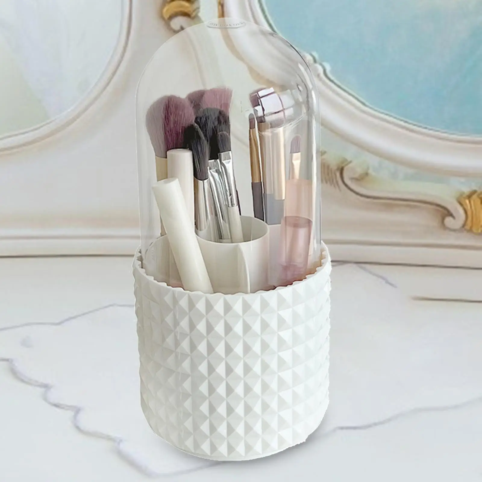 360 Degree Rotating Makeup cosmetics brush Holder Desktop Waterproof Make up Brush Organizer for Living Room Office Supply