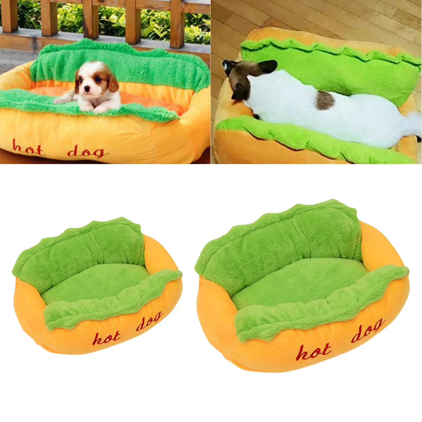 Funny Hot-dog Shaped    Kitten Cushion Soft Dog Sleeping Kennel Washable Pets Supplies