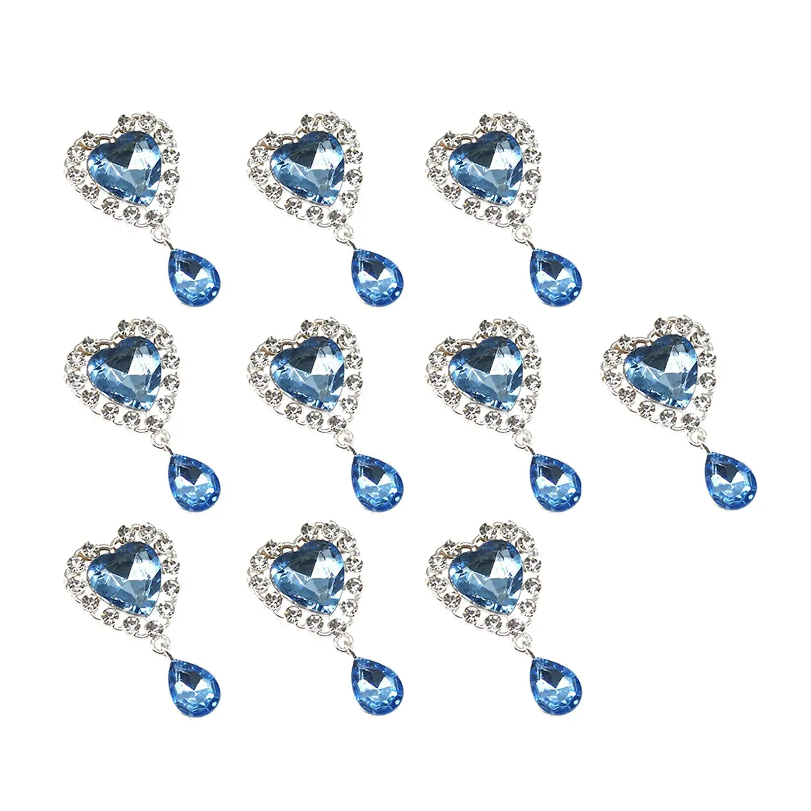 10Pcs Heart Rhinestone Buttons Heart Pendant for DIY Wedding Jewelry Making
