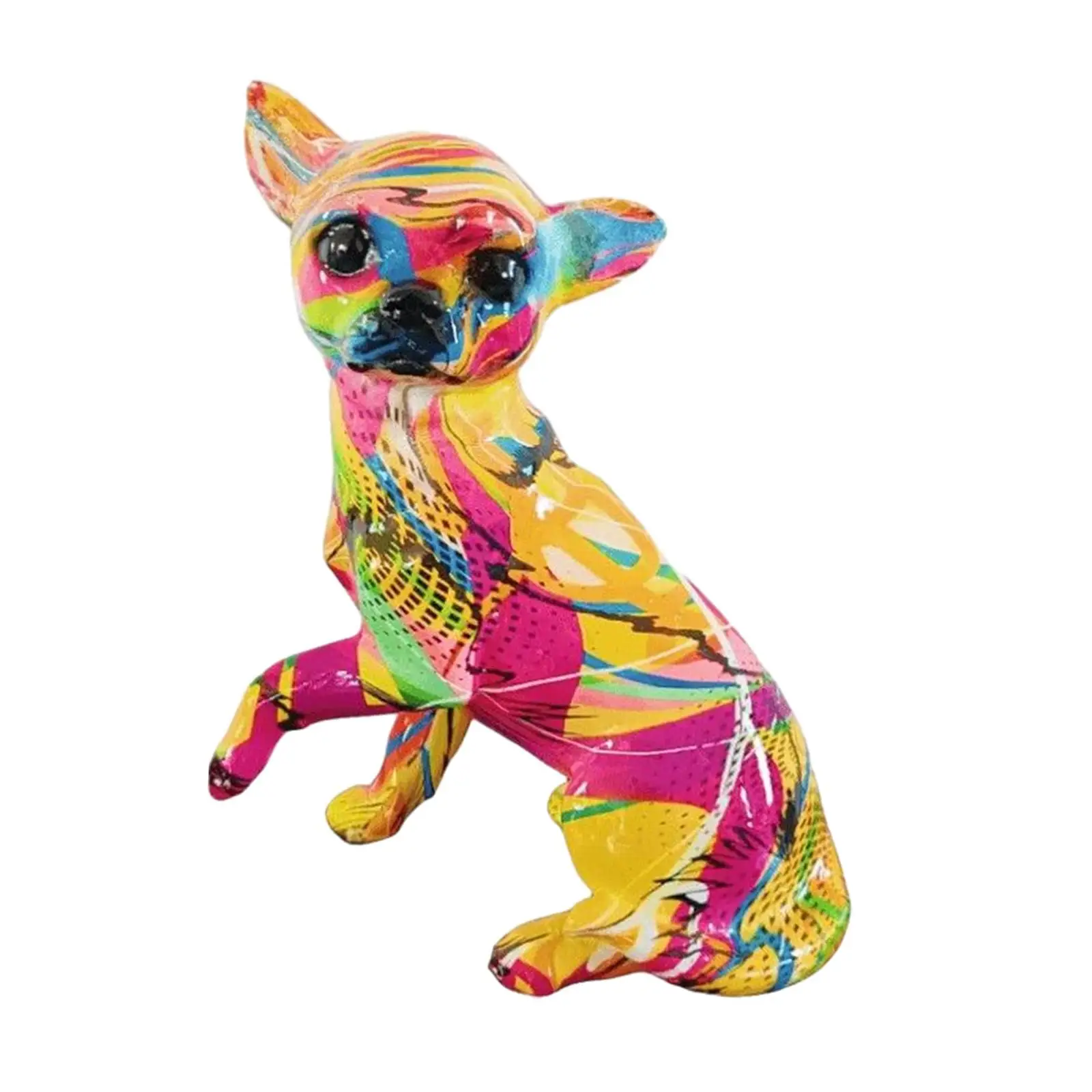 Graffiti Chihuahua Dog Statue Animal Statue for Living Room Dog Lover Gifts