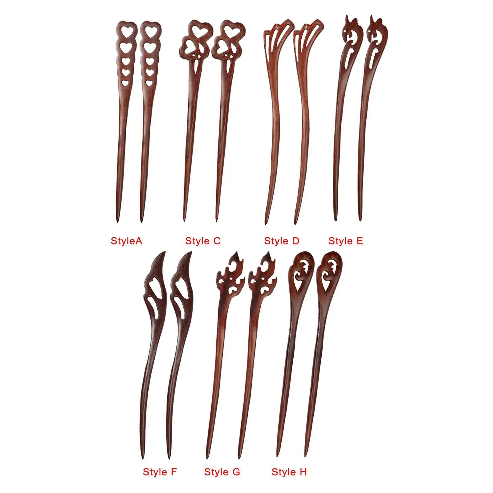 Women Hair Chopsticks Hairpin Hollow Out Wooden Hair Stick for Ladies Daily Activities Gift Hairstyle Making Accessories Decor