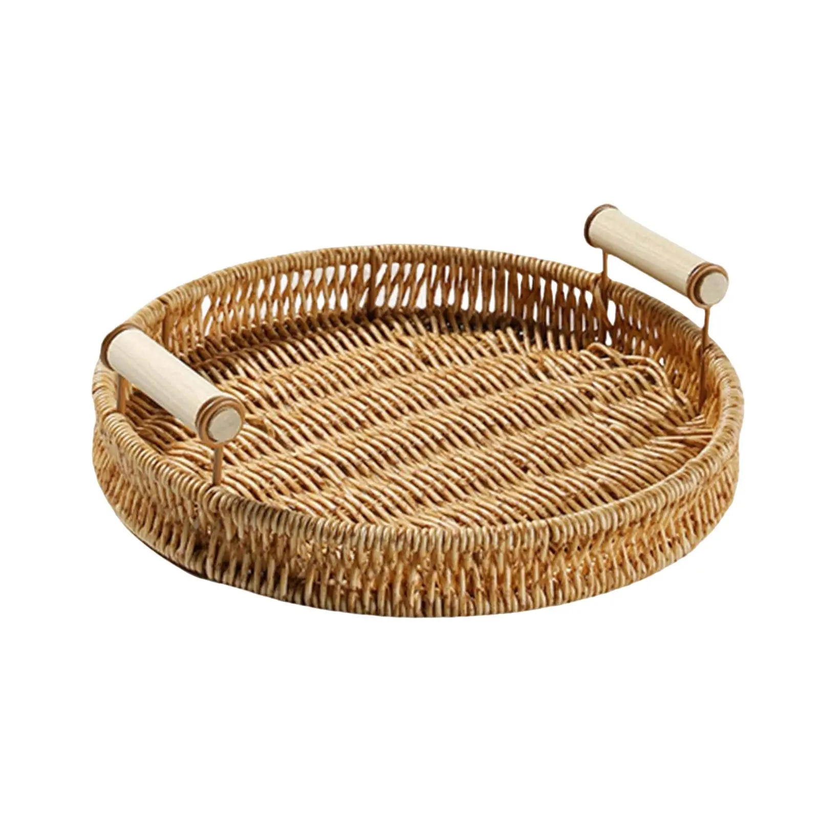 Rattan Basket Trays with Handle Food Snacks Container for Vegetables