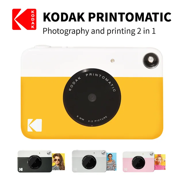 KODAK Printomatic Digital Instant Print Camera - Full Color Prints On ZINK  2x3 Sticky-Backed Photo Paper (Blue) Print Memories Instantly