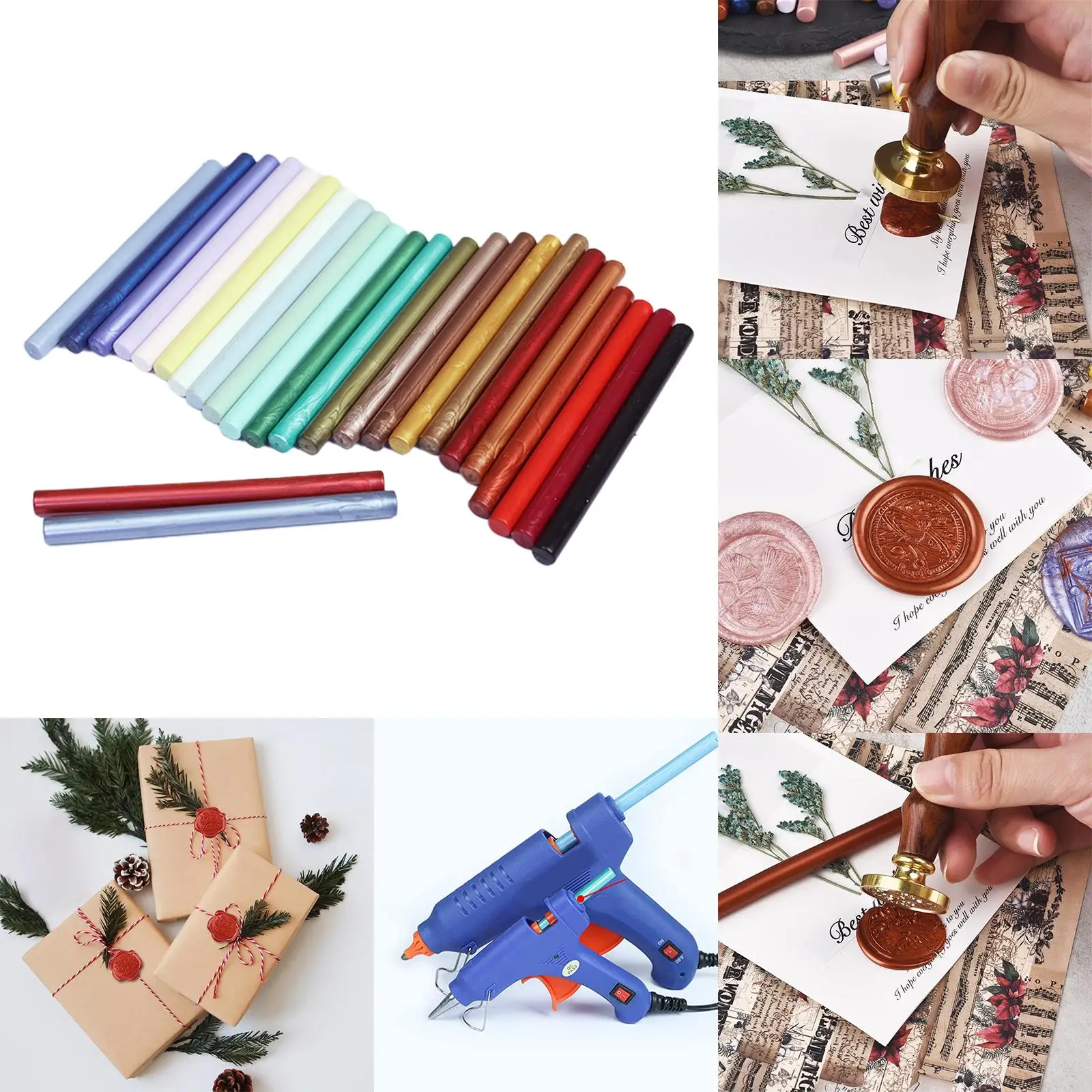 25x sealing wax Rods DIY Mixed Colors Melting Sealing Wax Rods for Cards Envelopes Packages Crafts Wedding Invitations