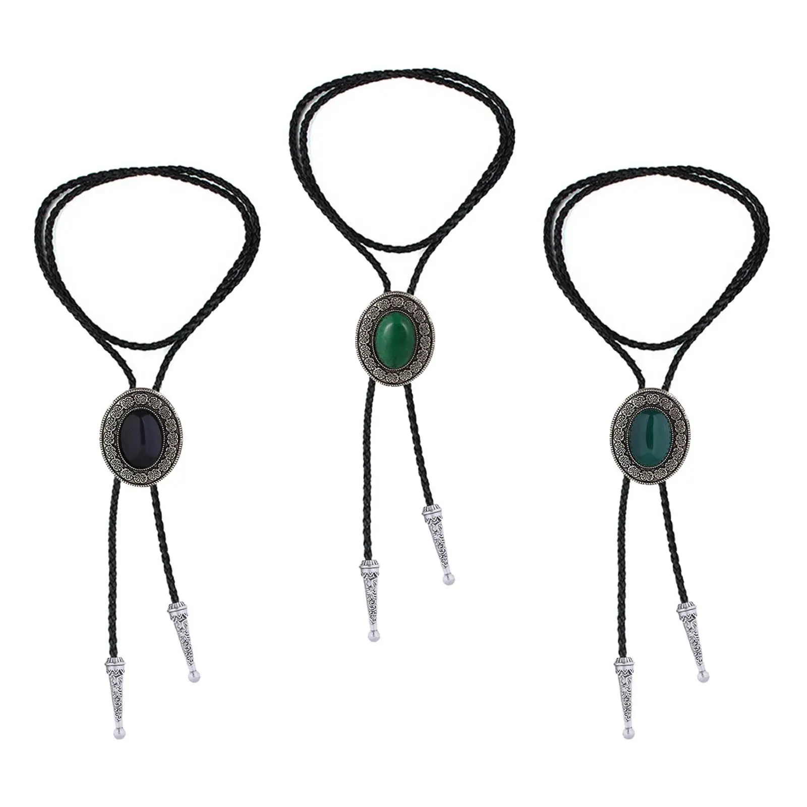 Bolo Tie for Men with Natural  Costume Accessories Round Shape Native Western Collar Rope   String Ties
