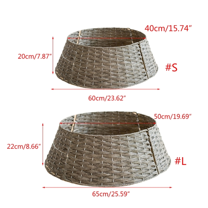 Description Picture 3 of itemChristmas Tree Skirt Retro Round Basket Xmas Trees Foot Decor Collar for Home Festival Party Background Decoration Gift Supplie