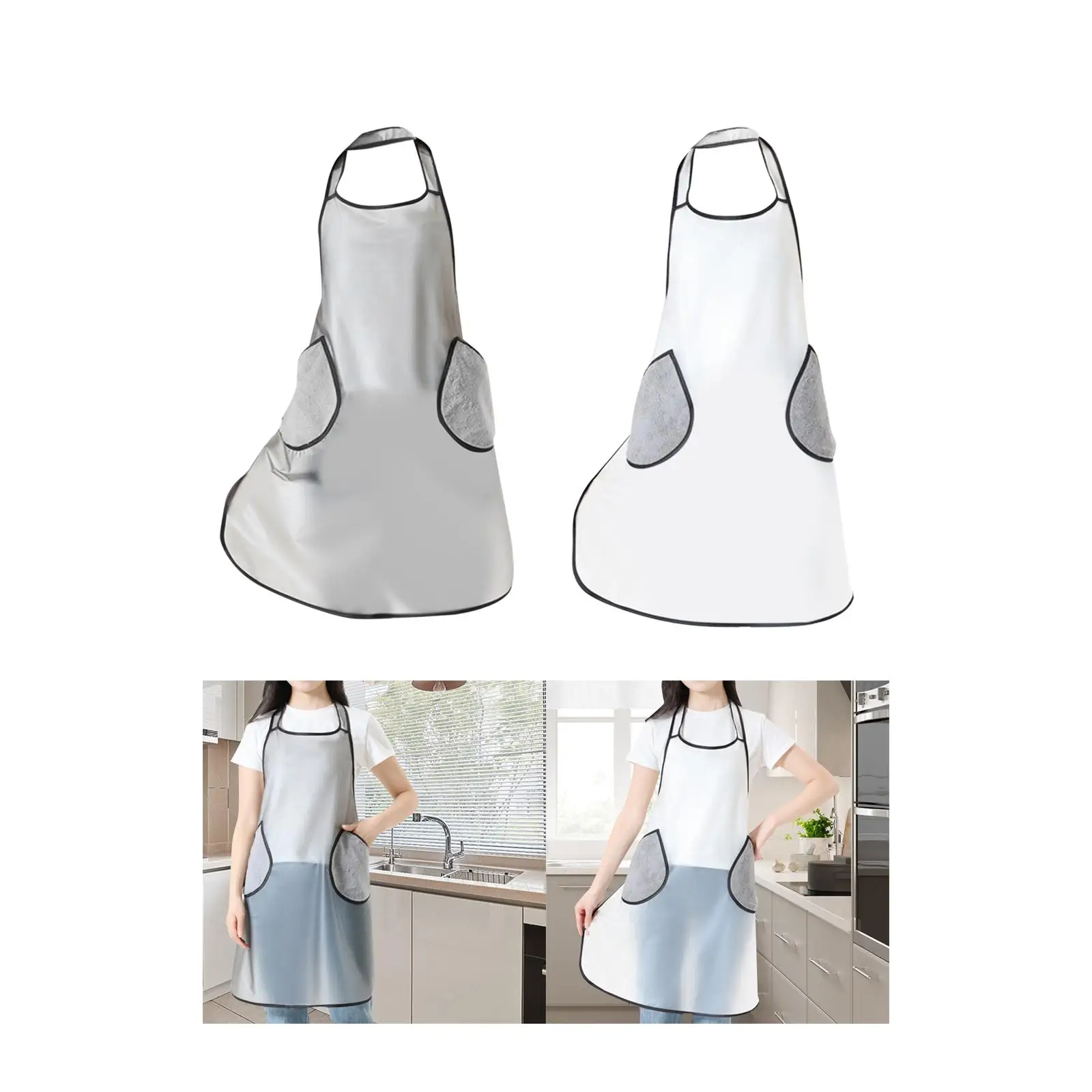 Chef Apron Cooking Apron with Hand Wipe Pockets Lightweight for Restaurant, Salon Length 70cm, Width 60cm Oil Proof BBQ Apron
