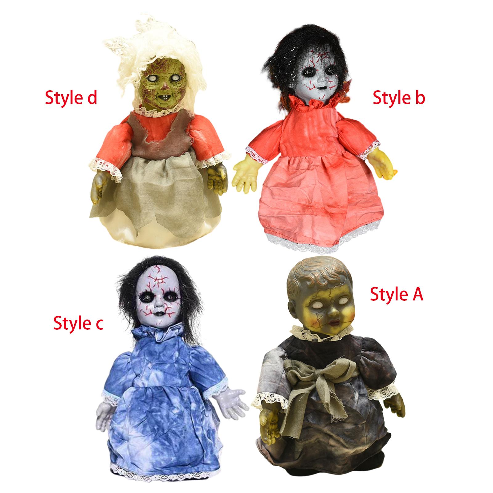 Halloween Baby Doll Lights up Eyes Holiday Decor Creepy Halloween Dolls Haunted Doll for Indoor Outdoor Haunted House Halloween