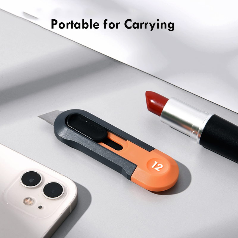 Deli Home Mini-Allzweckmesser mit automatischer Einziehung, vorne, selbstsichernd, kleiner Taschen-Boxschneider, Couteau-Kunstbedarf, Schule, Schreibwaren, Informationen – Detail 2