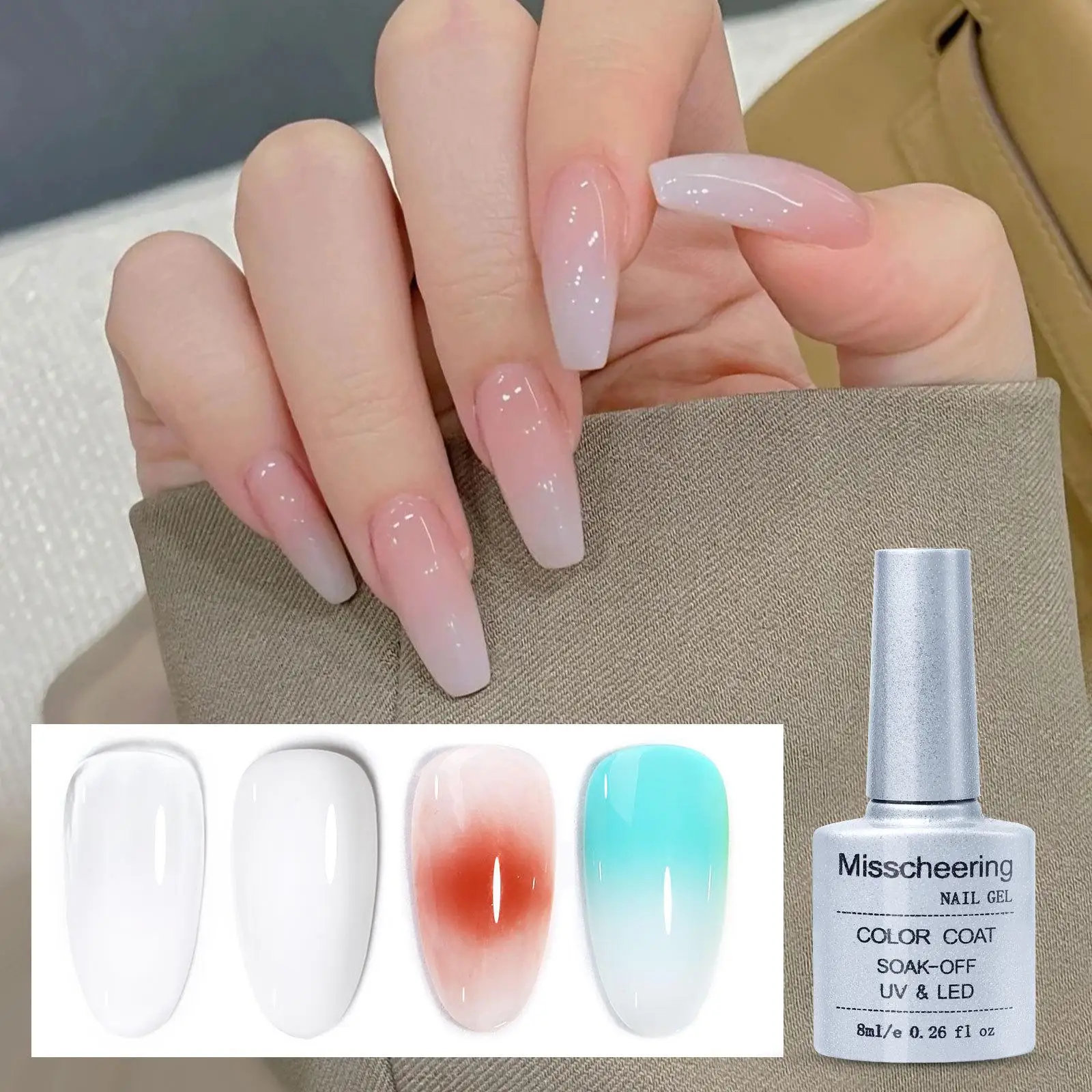 8ml  Manicure Popular Nude Milky Women Girls Spring  Nail Personal Use Milk Translucent Soak Off Cured 