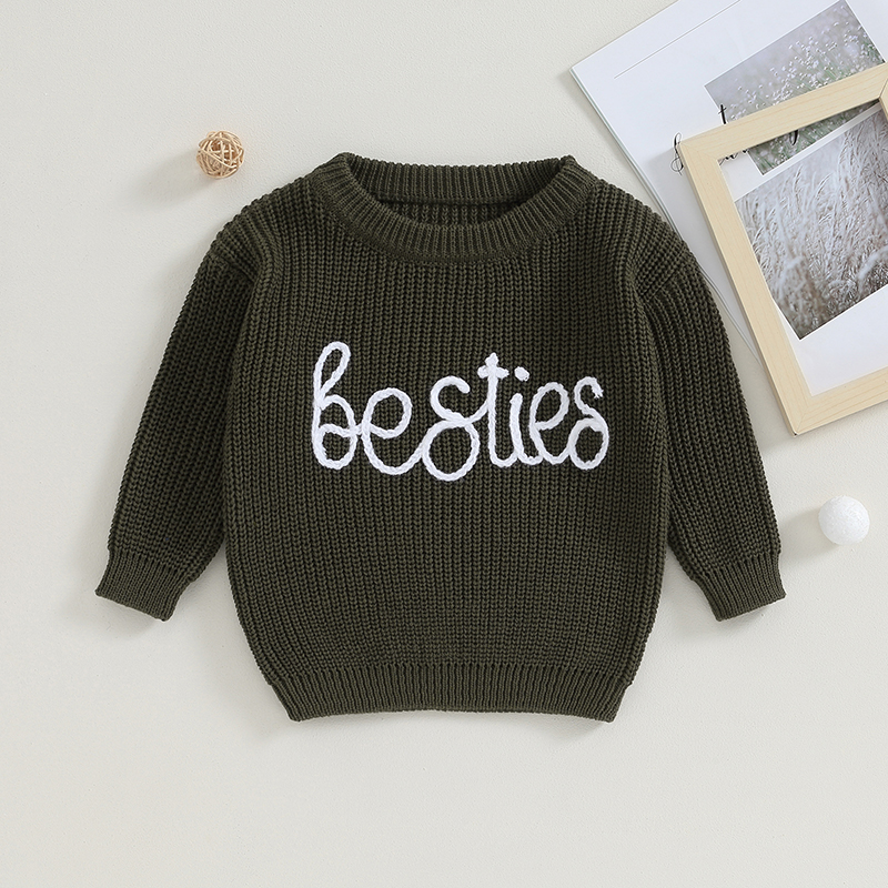 Focus norm 5 Farben Herbst Winter Kleinkind Baby Mädchen Strick pullover Langarm Brief Stickerei Pullover Strickwaren Outwear 0-24m – Detail 4