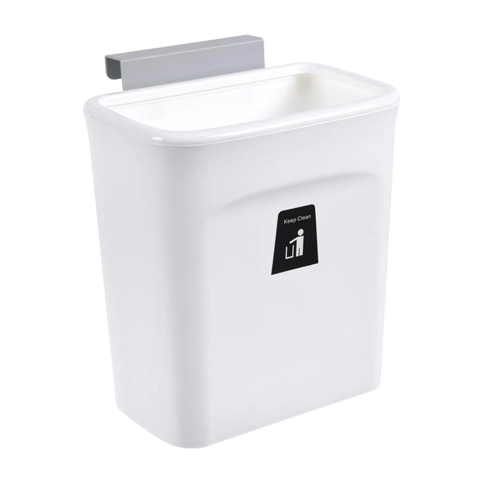 Kitchen Cabinet Door Hanging Trash Can with Lid 9L for Bathroom Kitchen