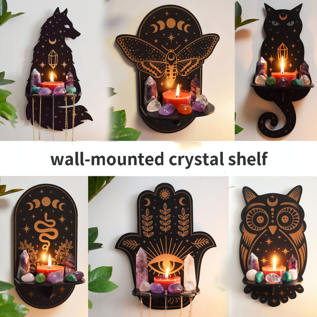 Vintage Crystal Shelf Wood Butterfly Light Crystal Shelf - Temu