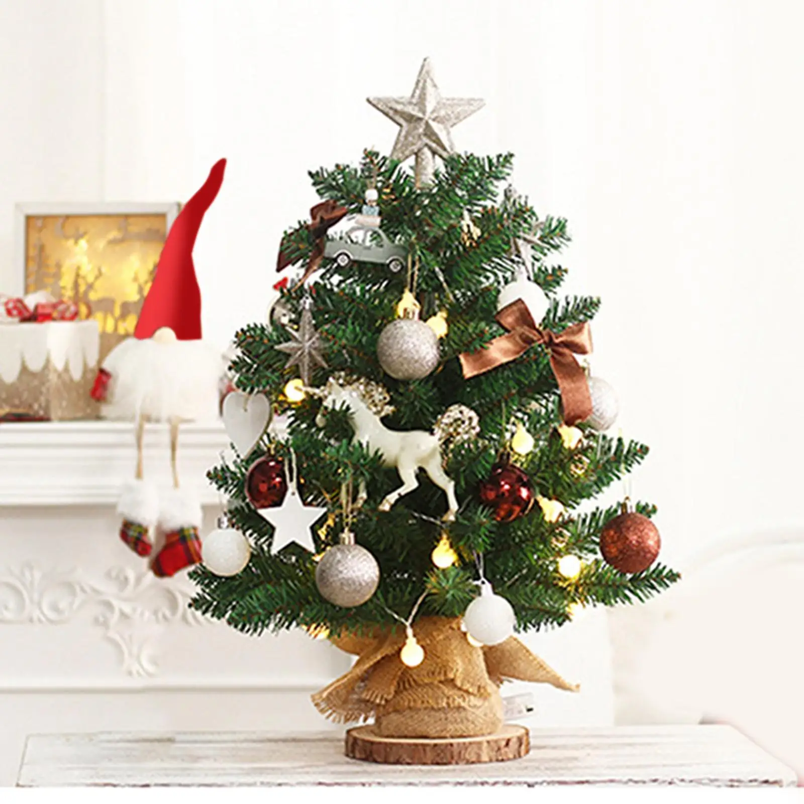 Mini Christmas Tree Artificial Ornament 50cm Home Decors Centerpiece with Lights Photo Props PVC for holiday Office