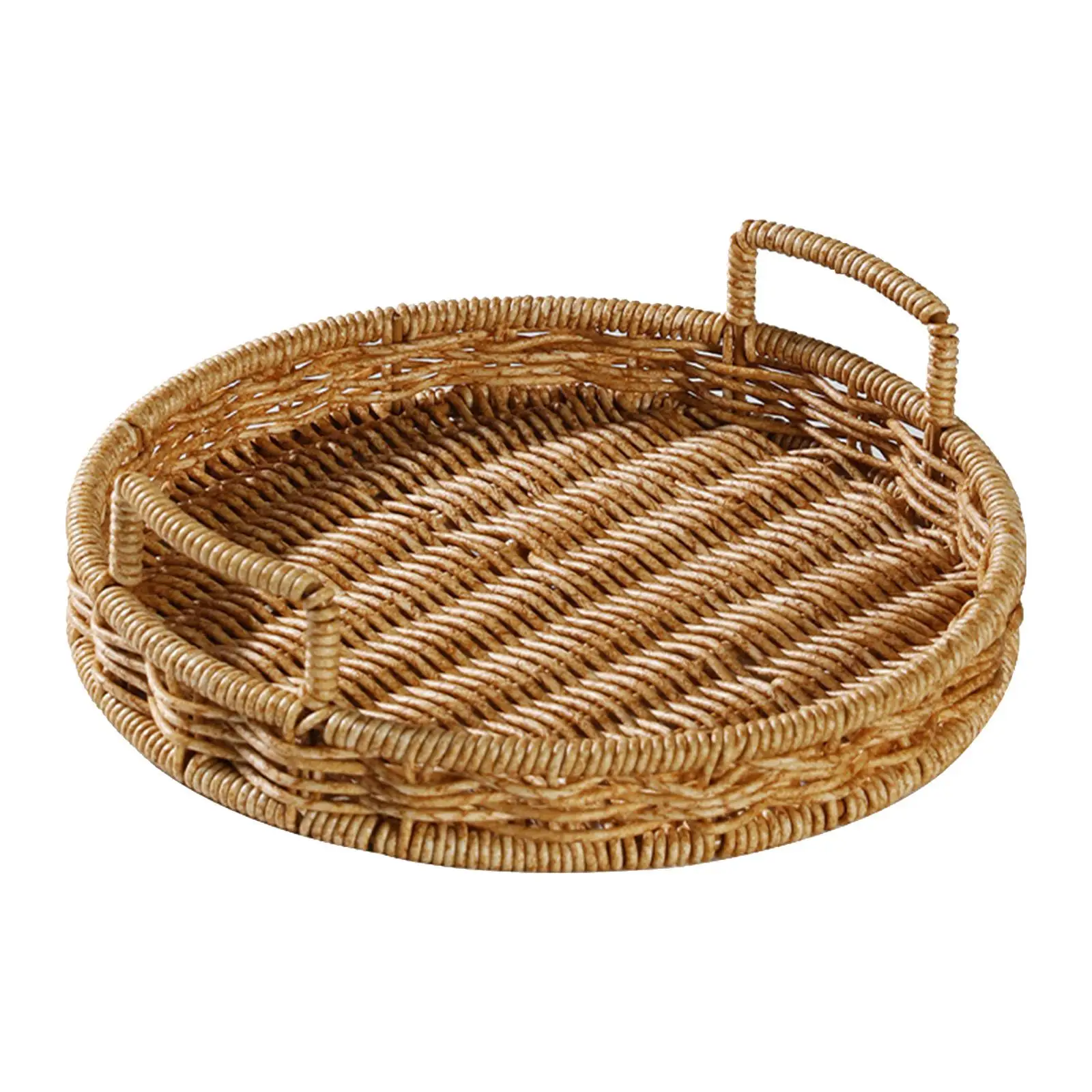 Hand Woven Rattan Storage Tray Fruit Baskets Wicker Tray for  Snack
