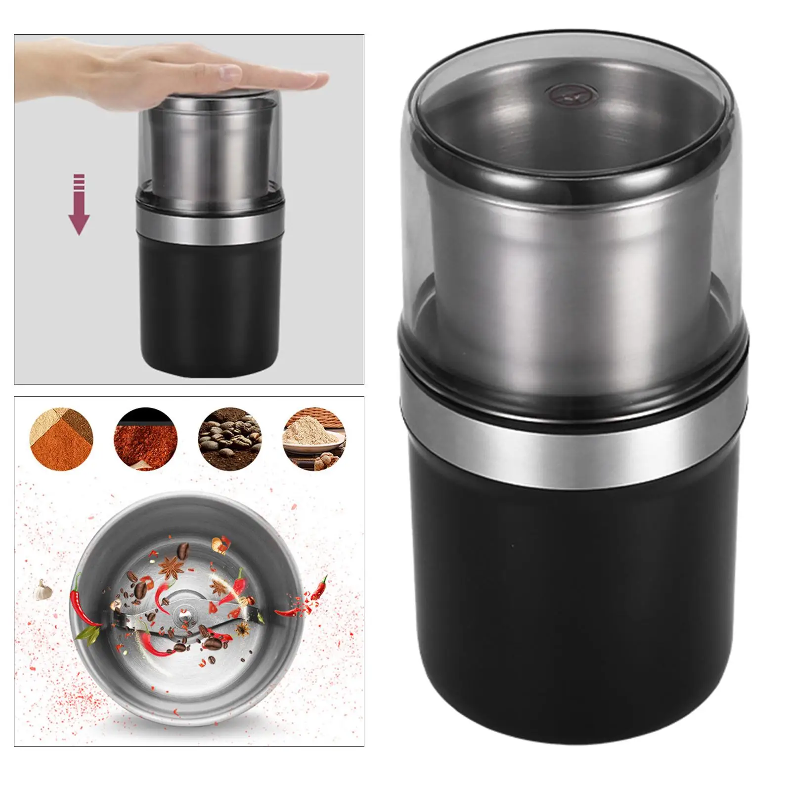 200W Electric Herbs/Spices/Nuts/Coffee Bean Grinder Grind Manual Machine