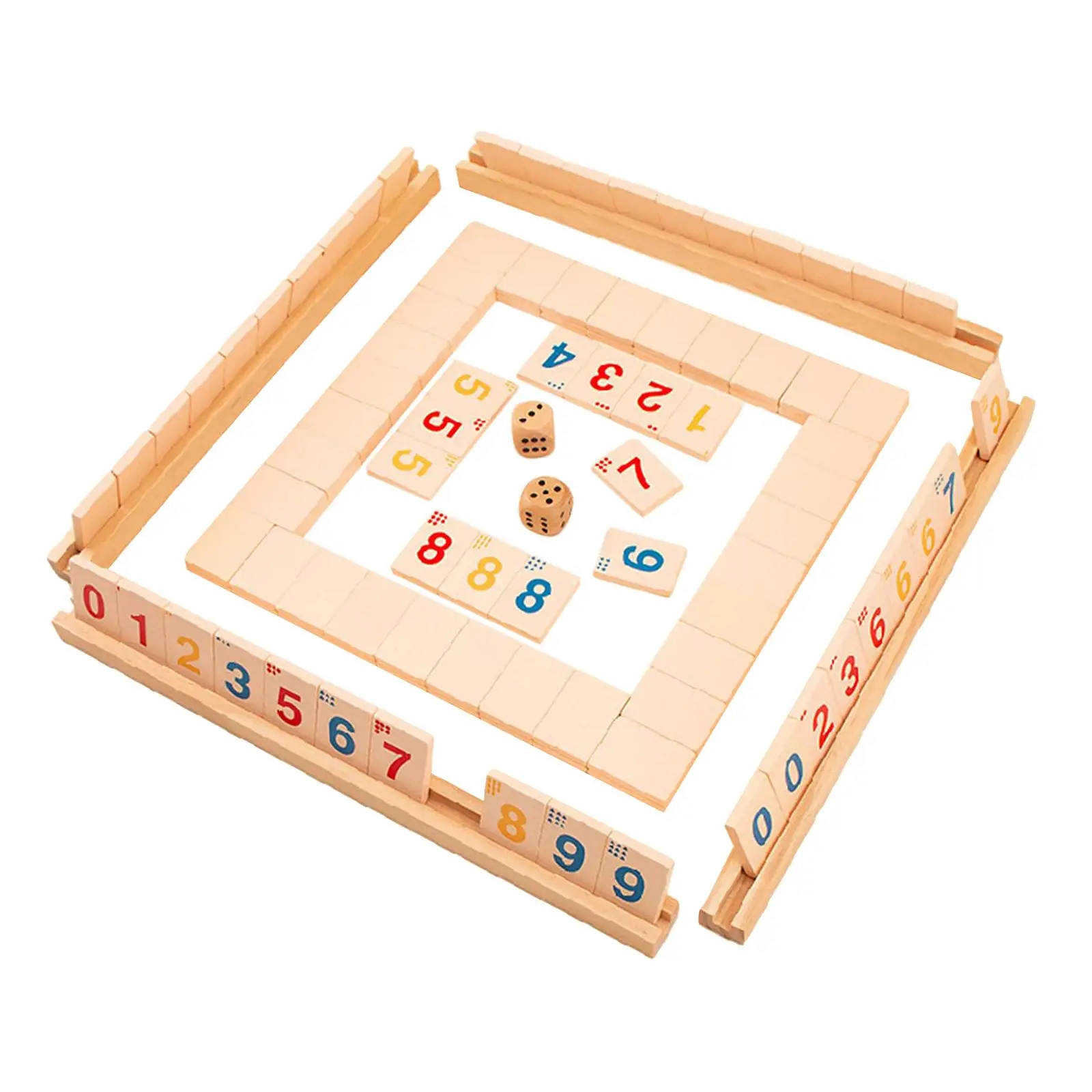 Wooden 2-4 People Mahjong Digital Game Family Party Game Fast Moving Tile for Teens Adults