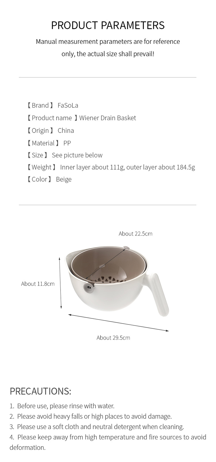 Gadgetoo Fasola Double Layer Drain Basket For Food Vegetable Fruit Plastic Storage Basket