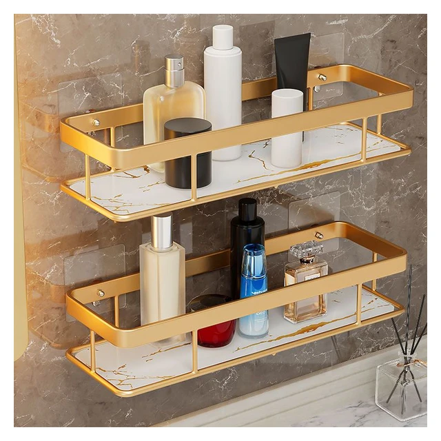 2pcs Luxury Clear Acrylic Bathroom Shelf With Wall Mounting Storage, No  Need To Drill Holes