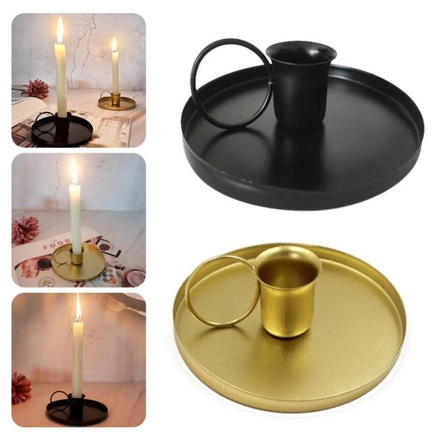 Porte-Bougies Carrés Noir X4 - Support Métal Pour Bougies Coniques & Tables