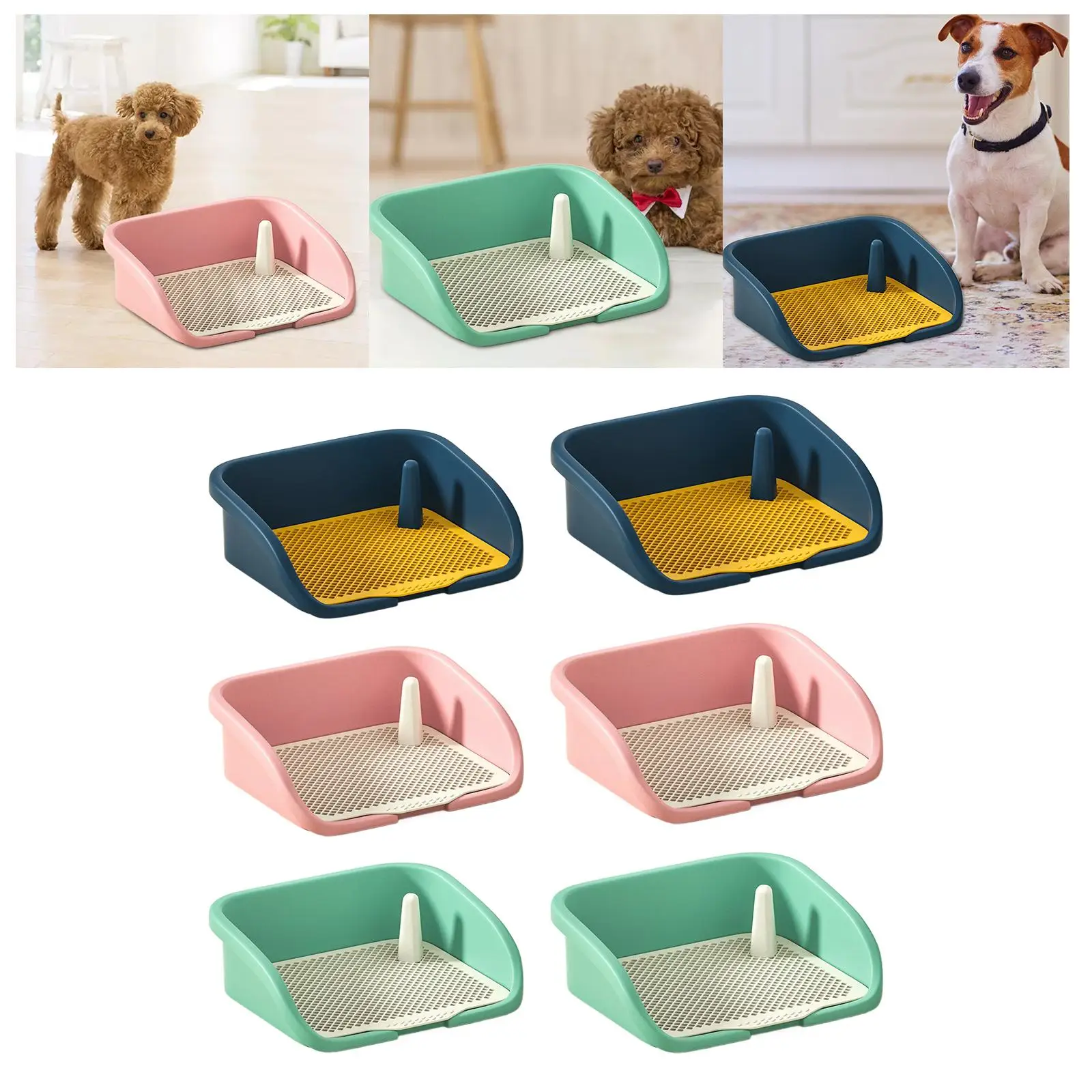 Dog Toilet Pet Training Toilet Tray Bedpan Lattice with Urinary Column Washable