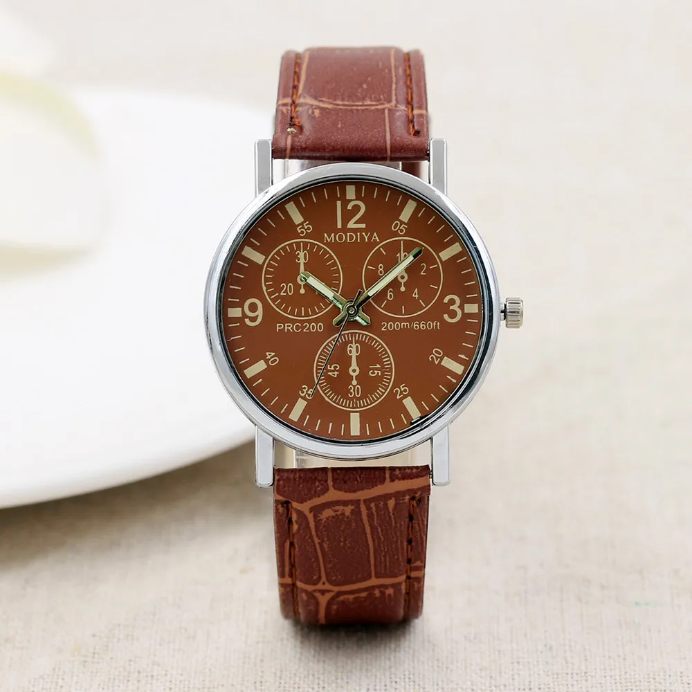 Luxury Watch For Men Women Vintage Leather Strap Analog Quartz Watch Men's Blue Glass Belt Business Watch Ladies Watch Reloj