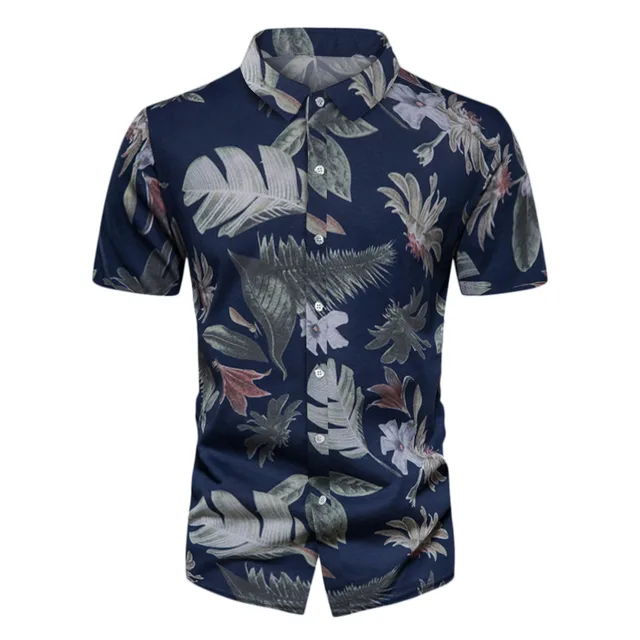 B91Xz Work Shirts for Men Mens Summer Fashion Casual Beach Seaside