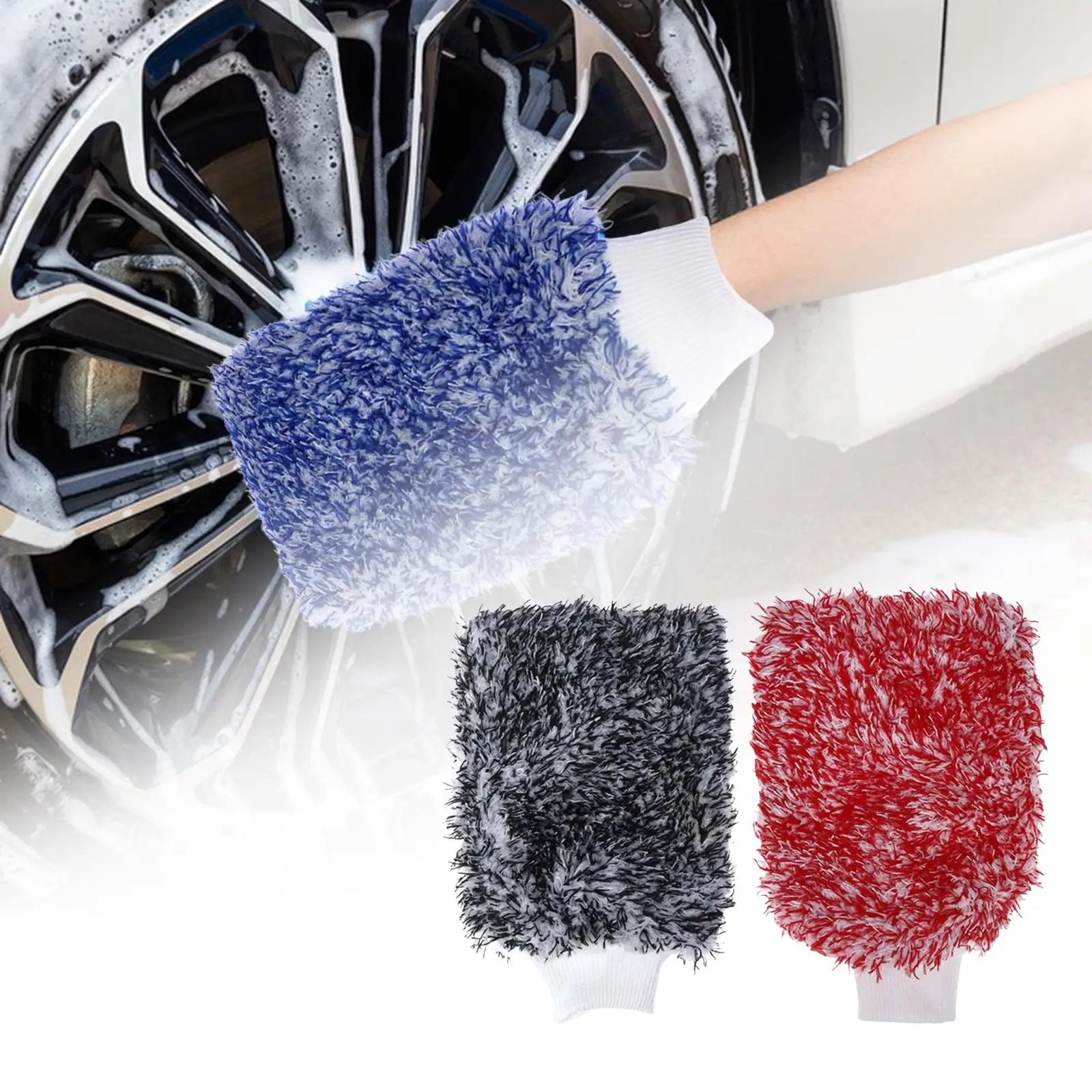 Car Wash Mitt Absorbent Holds Tons of Sudsy Water Effective Washing Microfiber Lint Free Washing Glove for Automotives Cars