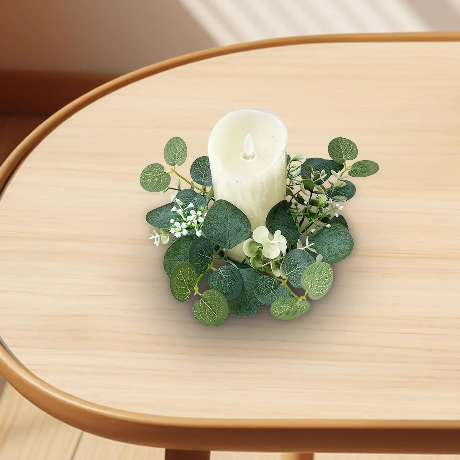 Candle Ring Decoration Greenery Garland Artificial Eucalyptus Leaves Wreath for Dining Room Wedding Festival Kitchen Tabletop