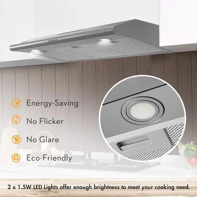 30 inch range hood, stainless steel kitchen range hood, for use under  cabinets, with 2 filters, 200 CFM, 2-speed exhaust fan - AliExpress