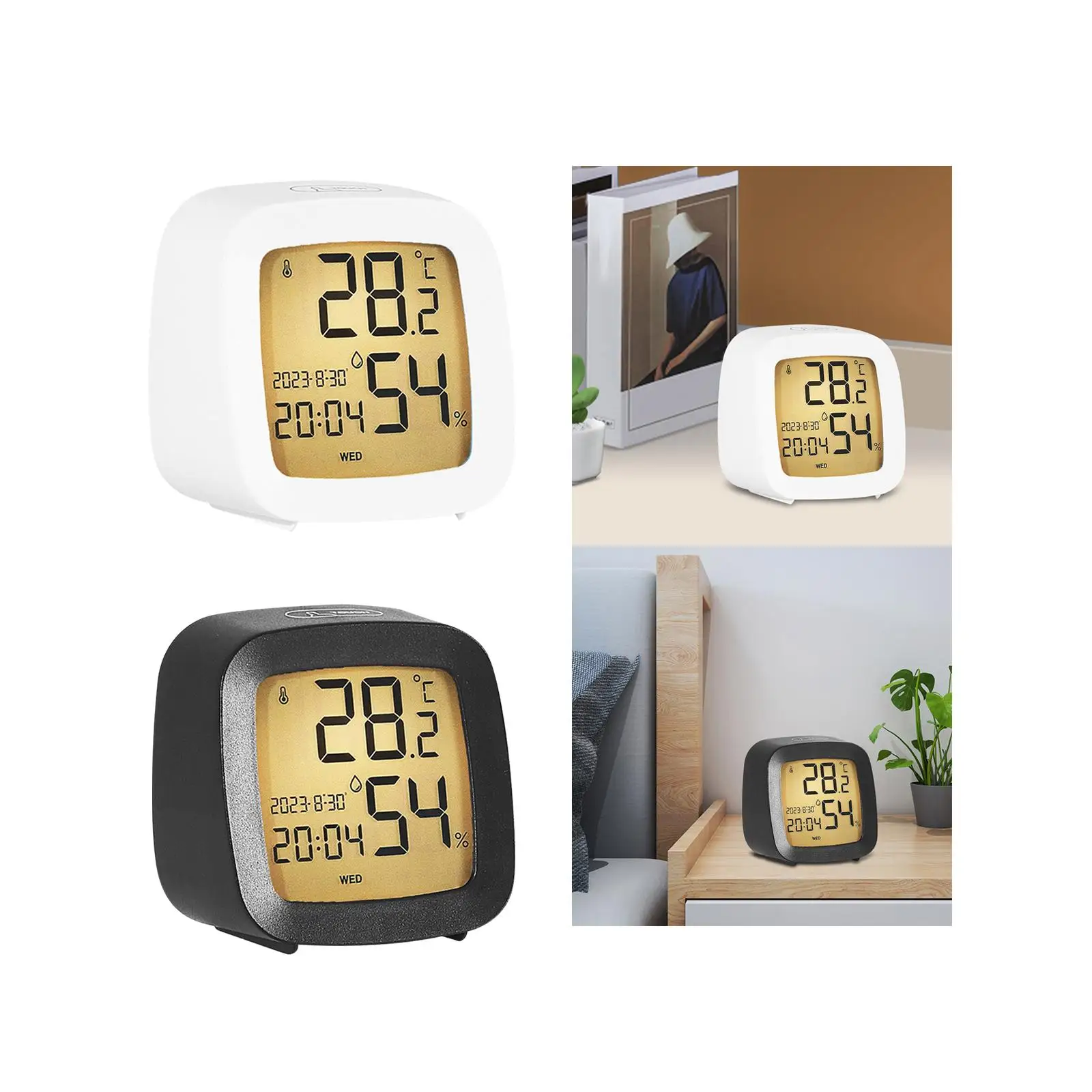 Compact Digital Alarm Clock Bedside Clock Snooze Mode for Office Desktop