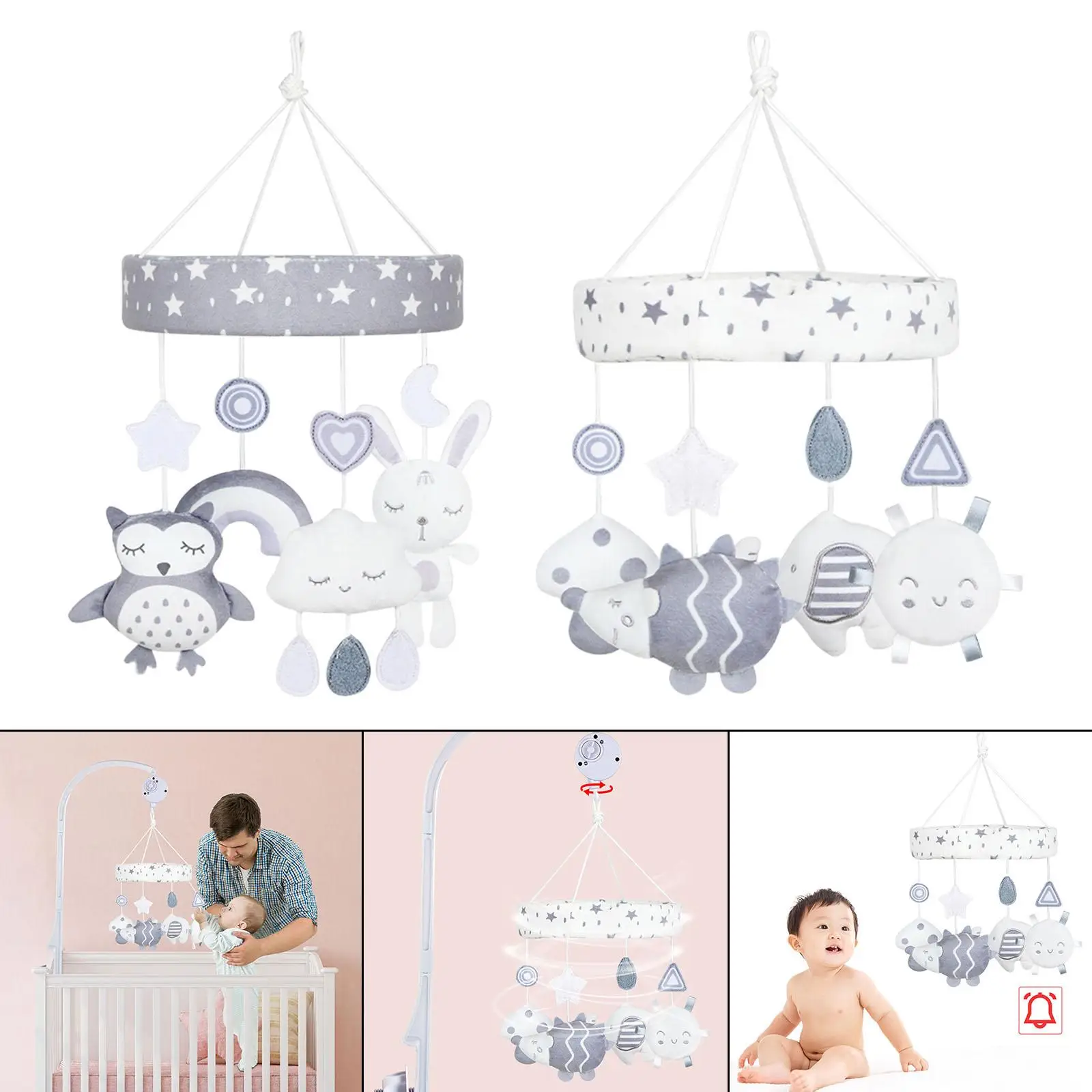 Crib Mobile Sensory Crib Rattles Hanging Toy for Kids