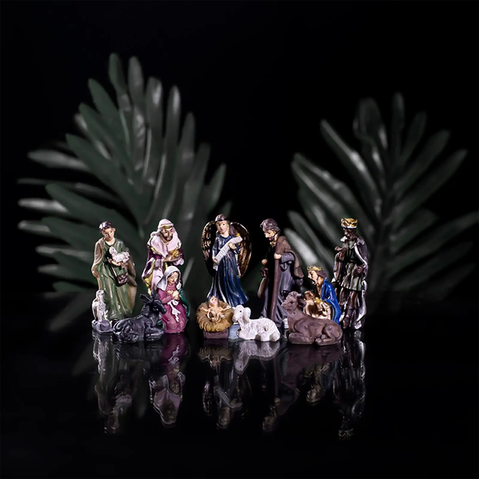 11Pcs Holy Family Figurine Collection Sculpture Hand Painted Resin Ornament
