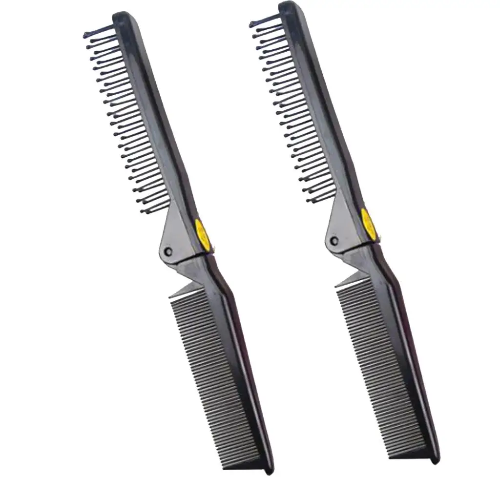 2x 2pcs Folding Comb Travel Hair Brush Massage Brush Hair Comb Pocket Comb for