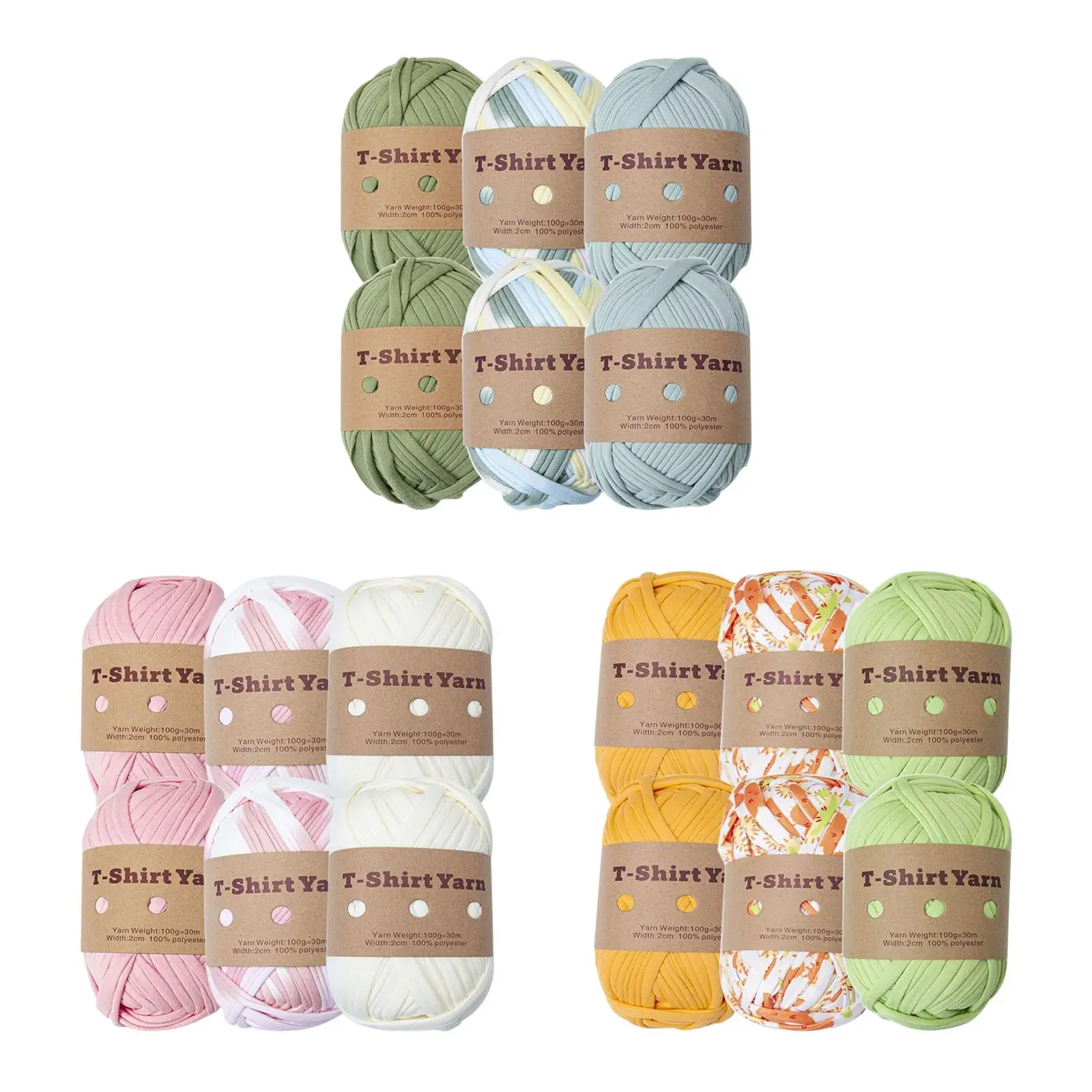 6Pcs Thick Knitting Yarn Hand Knit Washable Soft 98ft Spaghetti Yarn Carpet Yarn for Carpets Blanket Rug Making DIY Tapestry