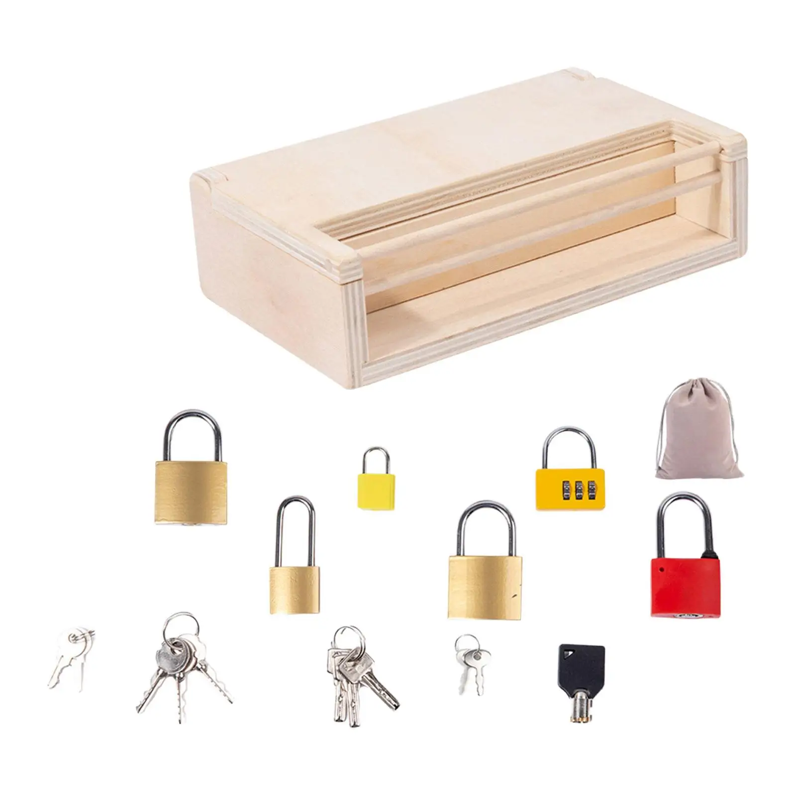 Matching Lock Toys Early Education Color Recognition Wooden Unlocking Box Educational Lock Set Keys for Boys Holiday Gifts