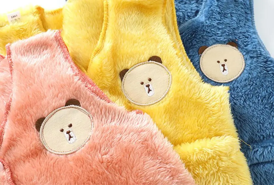 Spring Baby Sweater Cardigan Double-sided Coral Fleece Jacket Cute Cartoon Pattern Baby Boy Girl Vest Children's Clothing Top black shiny coat