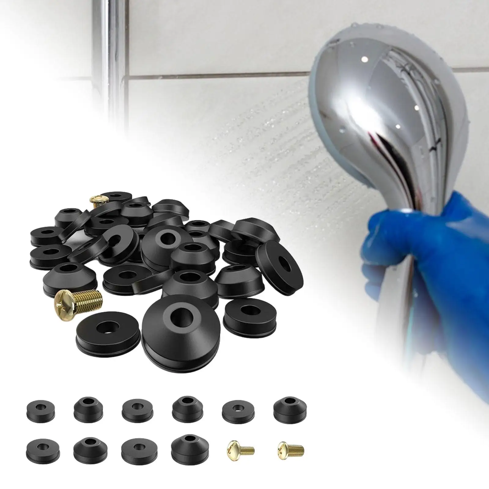 58 Pieces Rubber Faucet Washer Gasket Part with Screws Accessories Assortment Flat and Bevelled for Maintenance Plumbing Repair