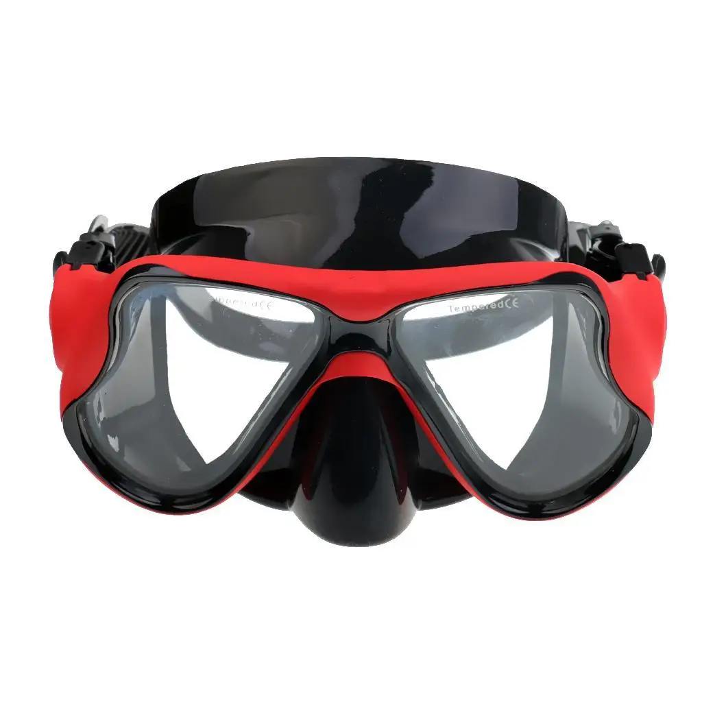 Adult Premium Quality Silicone Scuba Diving Snorkelling Flexible Silicone, Tempered Glass Lens Mask Anti-fog Black