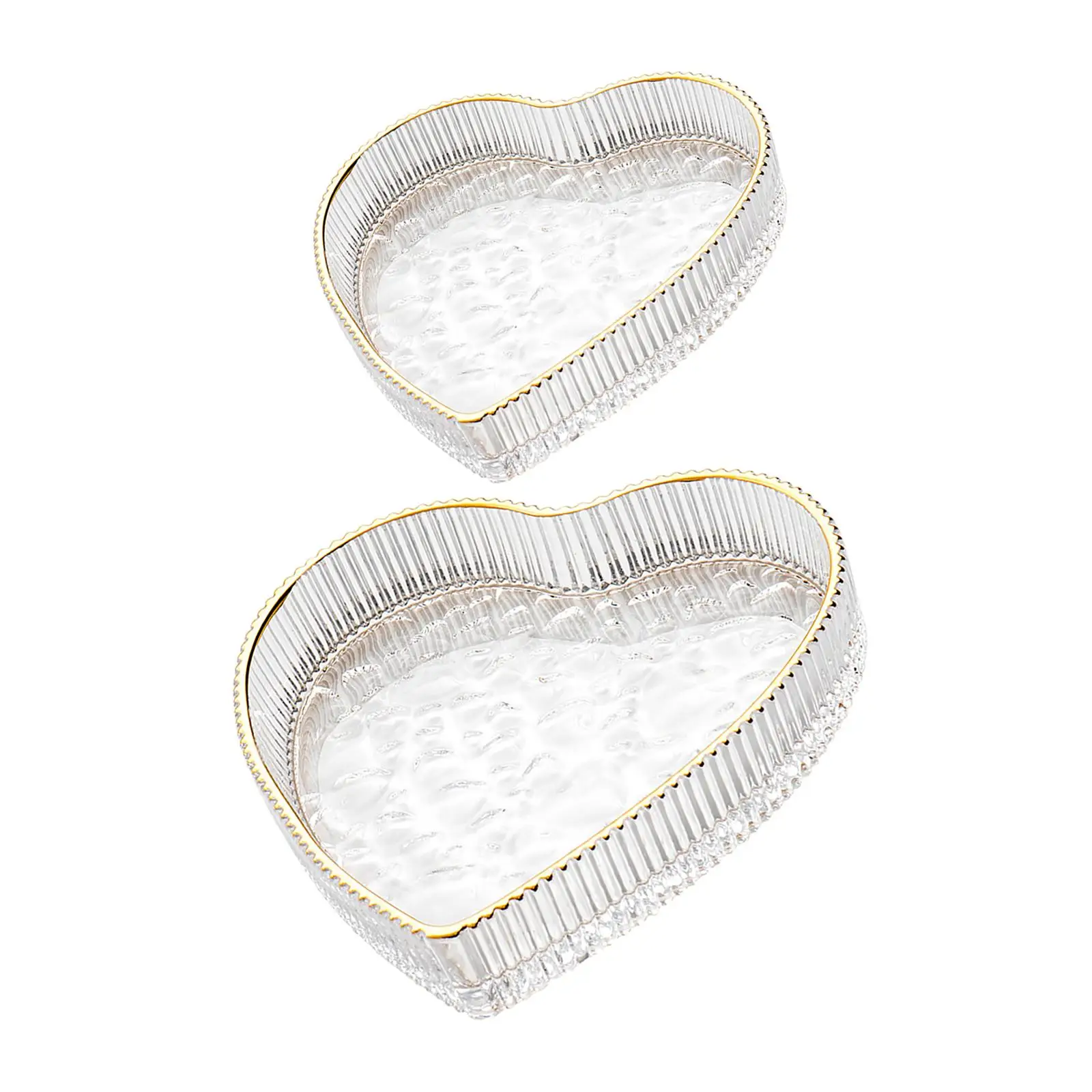 Multifunctional Glass Jewelry Dish Tray Heart Shaped Bracelet Holder Snacks Fruit Plate Tea Tray Cosmetic Organizer Trinket Dish