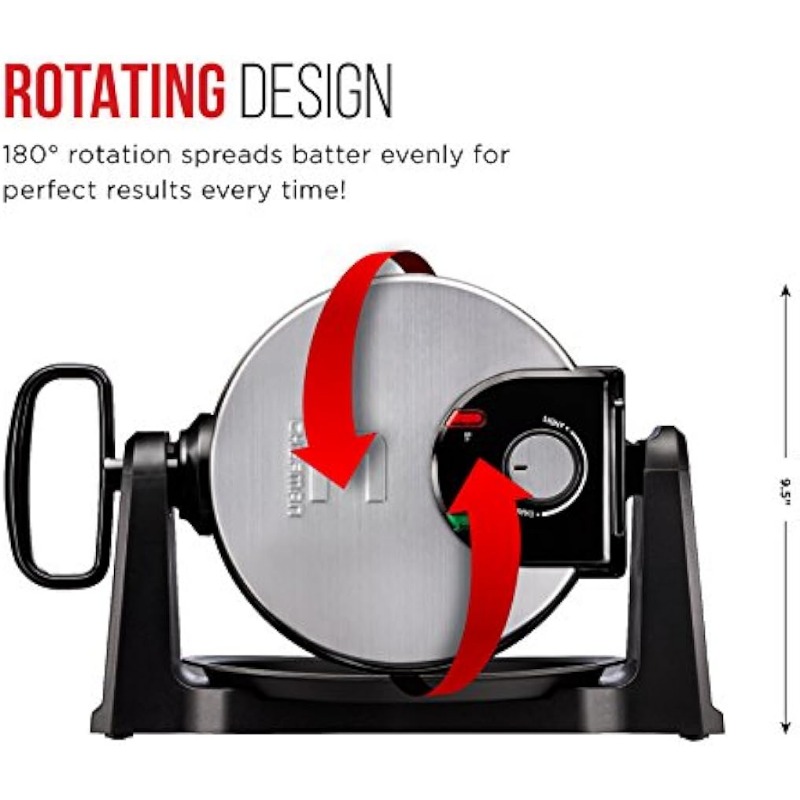 Title 1, Rotating Belgian Waffle Maker, 180° Flip Iron w...