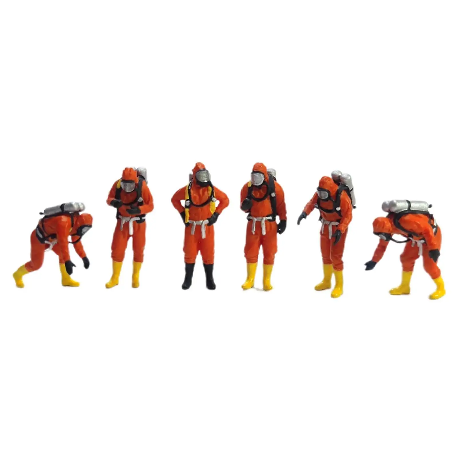 6x 1/64 Scale People Figures Collectibles DIY Crafts Fireman People Figures for Diorama Dollhouse Scenery Landscape Layout Decor