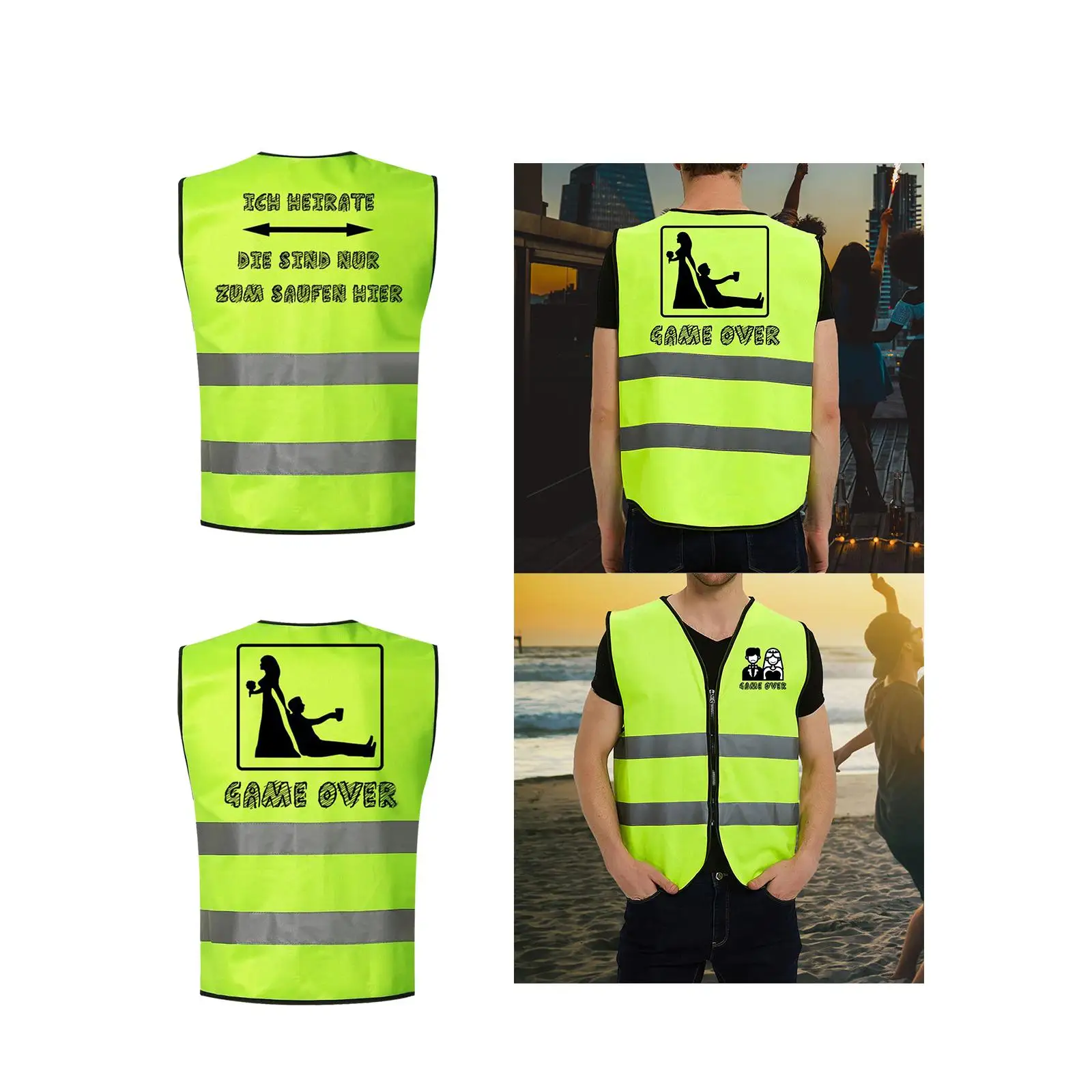 Safety Vest with Reflective Strips Cloth Costumes Female Male Prop Men Reflective Vest Party Security Vest for Halloween Night