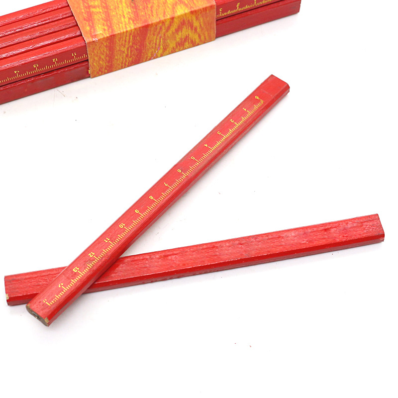 10 Stück Zimmermannsbleistift dicker Kern schwarzer Stift spezieller Markierungsstift DIY mit Skala Zimmermannswerkzeug Stift Briefpapier Markierungsstift – Detail 6