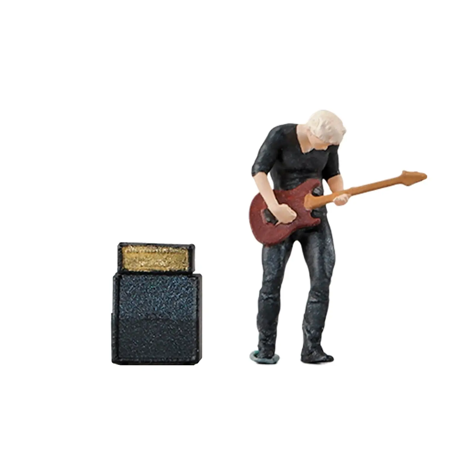 People Figure Layout with Audio Model Tiny Resin 1:64 Scale Miniature Bassist Model Character Model for DIY Scene Train Layout