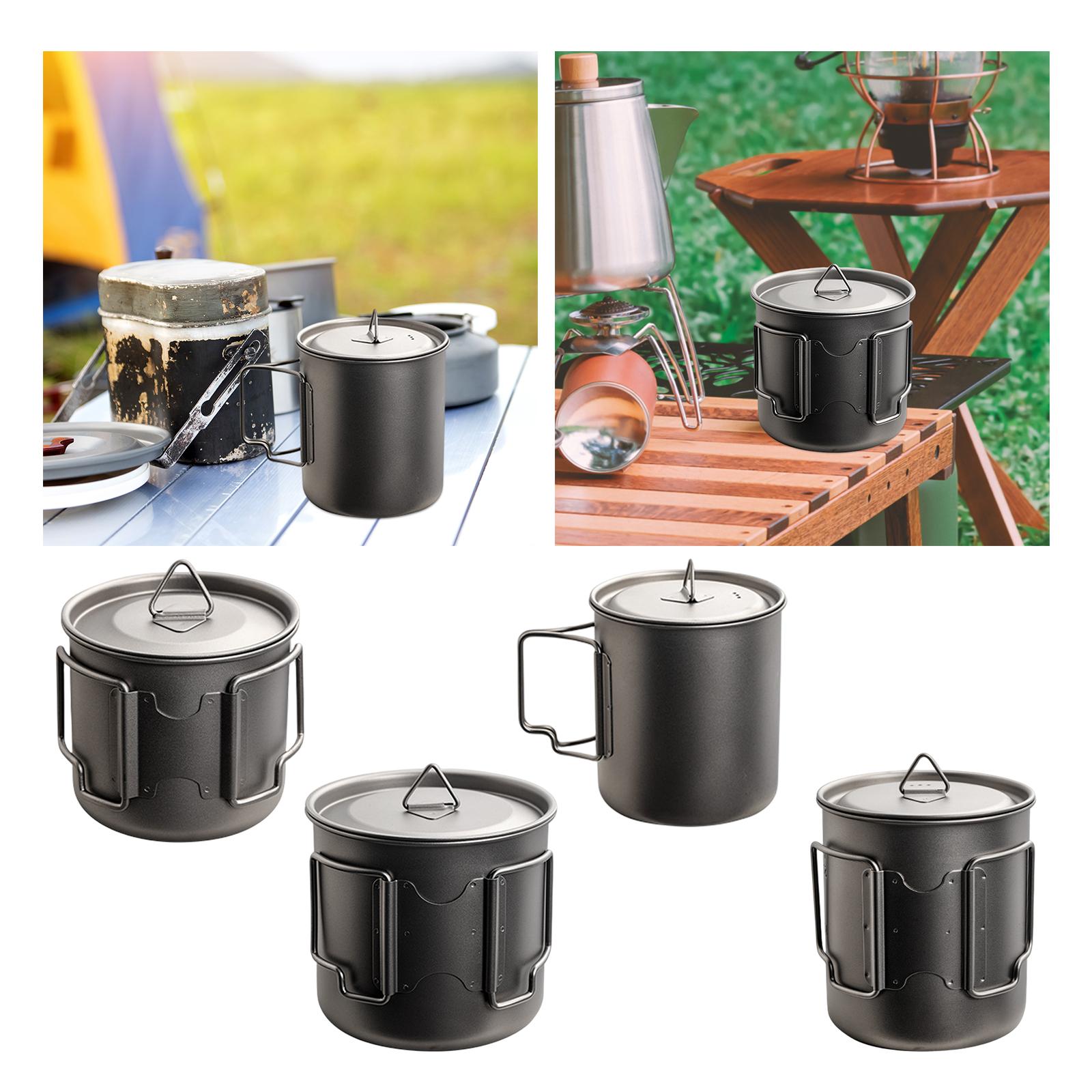 Titanium Water Cup with Foldable Handle Tea Pot for Cooking Outdoor Picnic