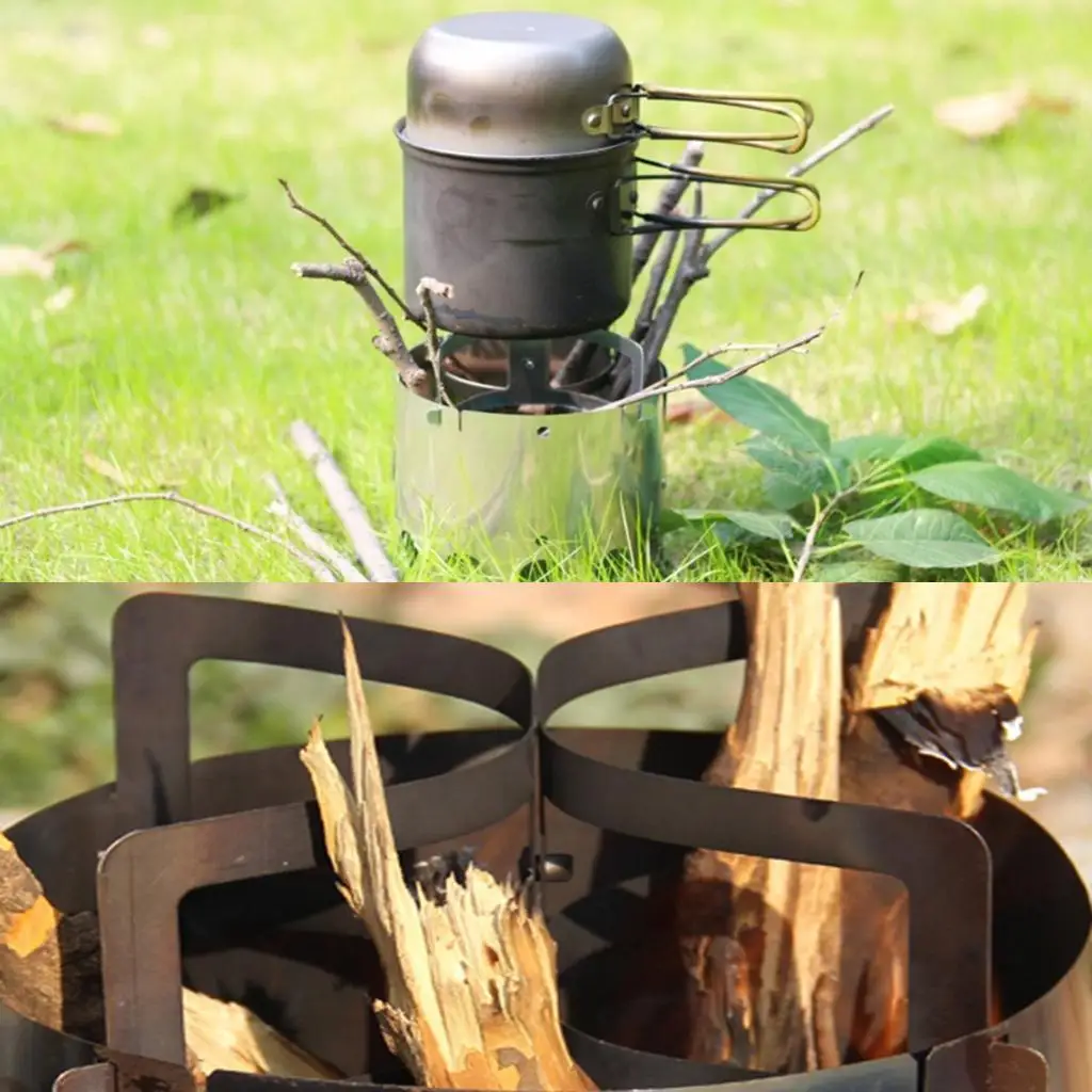 Stainless Steel Outdoor Wood Stove Survival Stove Furnace Camping Picnic Cook Windshield Wood Burning Stove